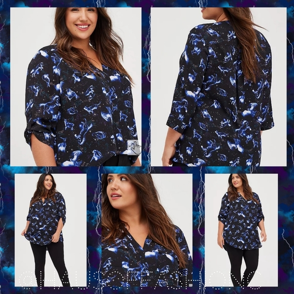 TORRID HARRY POTTER Patronus Black Georgette Top! NWT! - Picture 2 of 7